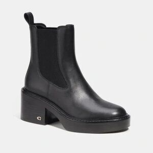Coach Kinsley Black Leather Booties
